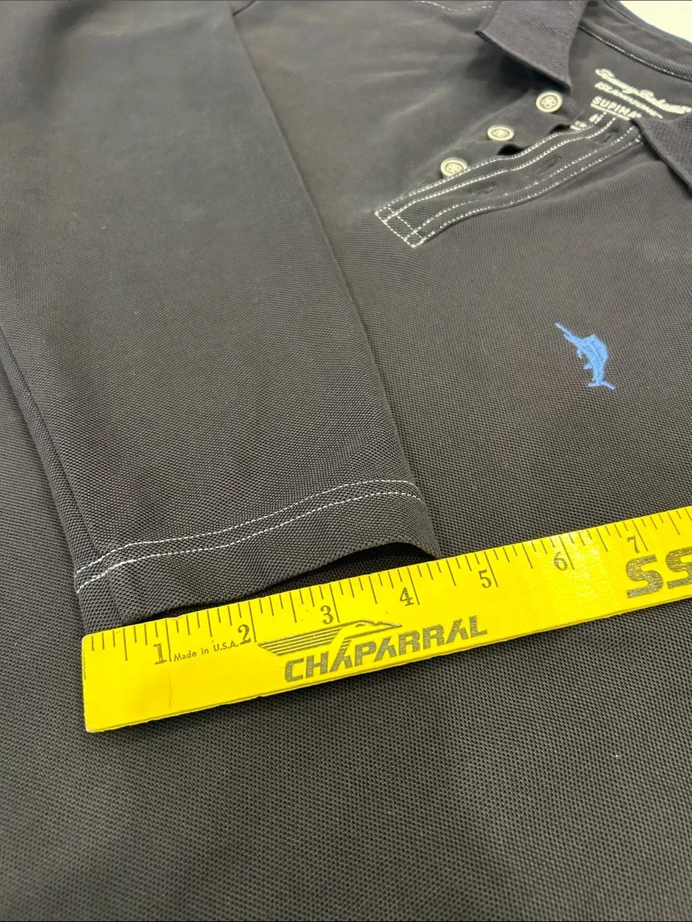 Tommy Bahama Black Long-Sleeve Large IslandZone Polo Blue Marlin Golf Clubhouse